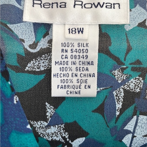 🌸💮Rena Rowan leaf print 💯% Silk Blouse - Picture 5 of 5
